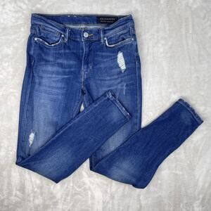All Saints Zig Destroy Jeans Womens Size 27 Low Rise Casual Skinny Distressed